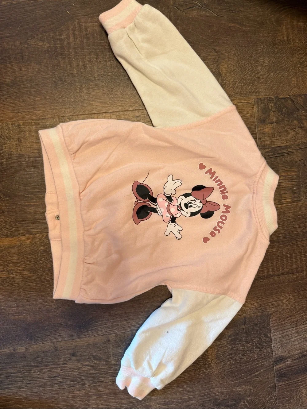 Pink & Cream Girls' Varsity Jacket Minnie & Minnie Jeans - 2 Piece Set